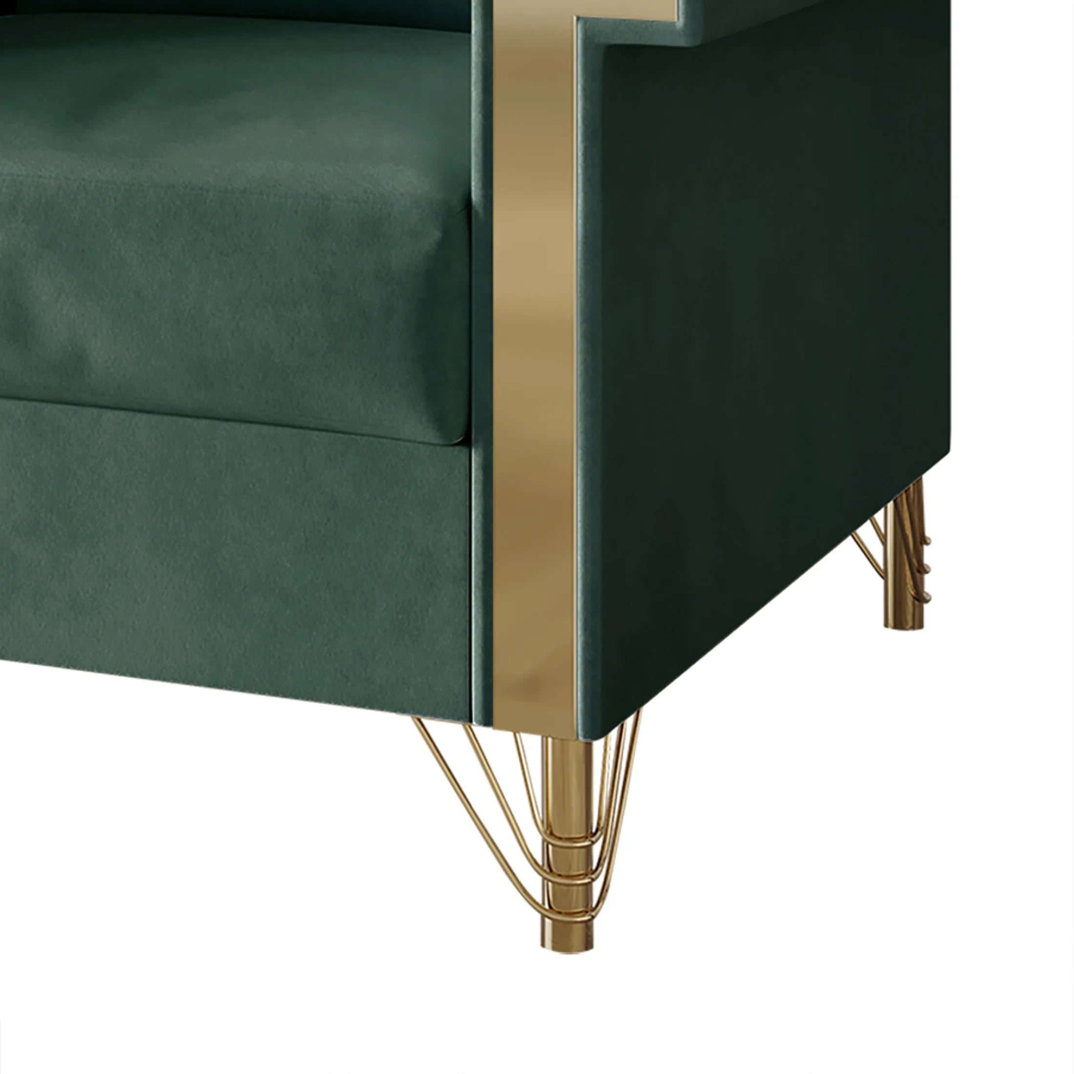 Comtemporary Glam Velvet Upholstered Sofa, Carribean Green