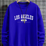 Manfinity Sporsity Men Letter Graphic Sweatshirt Going Out Crew Neck Letter Los Angeles Long Sleeve Casual Sweatshirt, for Friends, Husband, Boyfriend Gifts, Los Angeles Hoodie, Mens Sweatshirt, Mens Pullover Hoodie