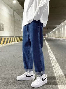 Autumn Korean Fashion Drawstring Y2K Jeans Homme Classic Baggy Straight Wide Leg Pants 2025 New Hip Hop Streetwear Casual Jean