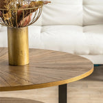 Double Layer Coffee Table,Oval Wood Farmhouse with Storage,47.87"L X 30"W X 17.99"H,Brown