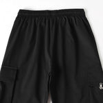 Manfinity EMRG Loose Men'S Cargo Pants with Drawstring Waist Baggy Long Plain Black Going Out, Back to School