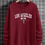 Manfinity Sporsity Men Letter Graphic Sweatshirt Going Out Crew Neck Letter Los Angeles Long Sleeve Casual Sweatshirt, for Friends, Husband, Boyfriend Gifts, Los Angeles Hoodie, Mens Sweatshirt, Mens Pullover Hoodie