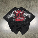 New Tapout Green Graffiti Shirts Y2K Mens Graphic Print Oversized T Shirt Harajuku Gothic round Neck Cotton Short Sleeve Tops
