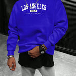 Manfinity Sporsity Men Letter Graphic Sweatshirt Going Out Crew Neck Letter Los Angeles Long Sleeve Casual Sweatshirt, for Friends, Husband, Boyfriend Gifts, Los Angeles Hoodie, Mens Sweatshirt, Mens Pullover Hoodie
