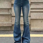 Women Flare Stretch Moustache Jeans Fashion Skinny Bell Bottom High Waist Gray Denim Pants Lady Classic Y2K Punk Long Trousers