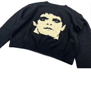 Gothic Extinct Portrait Print Pullover Hip Hop Streetwear Knitted Oversized Sweater Men Winter Harajuku Cotton Sweater Unisex