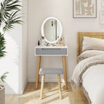 Leicester Vanity Table Set with Adjustable Brightness Mirror and Cushioned Stool