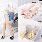 New High Heels Women'S Summer Versatile Women'S Shoes Flowers Simple Slope Heels Sandals Transparent Heels LFD