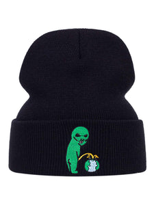 Men Alien Embroidered Beanie Street Fall Outfit