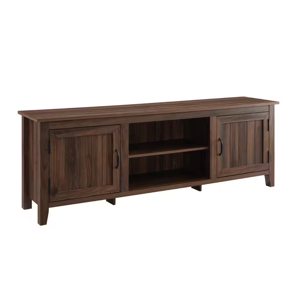 70 In. Coastal Dark Walnut Composite TV Stand with Storage Doors (Max TV Size 80 In.)