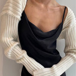 White Women Sweater Shrugs Cropped Top Full Lantern Sleeve Knitwear Pullover Sexy Summer High Street Outwear 2023 Spring