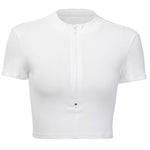 New Fashion Slim Fit Zipper T-Shirt Women Female Bustier Corset Tops High Neck Women Crop Top Tee Solid Shirt White