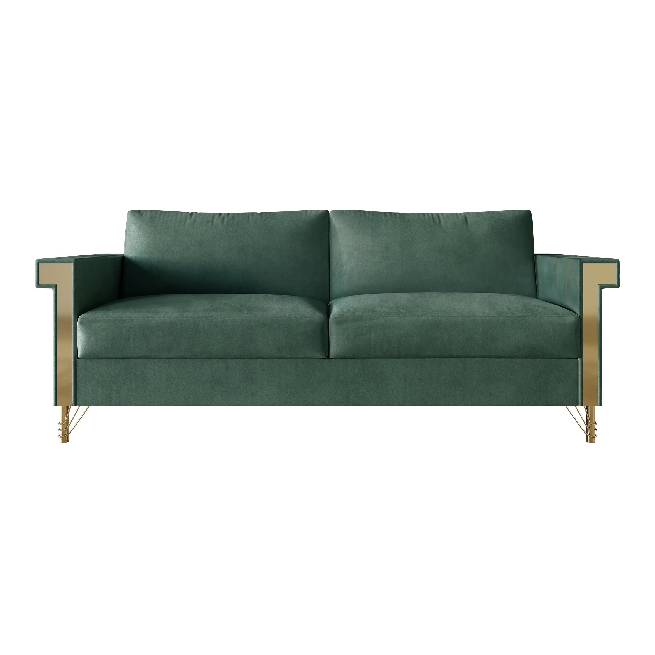 Comtemporary Glam Velvet Upholstered Sofa, Carribean Green
