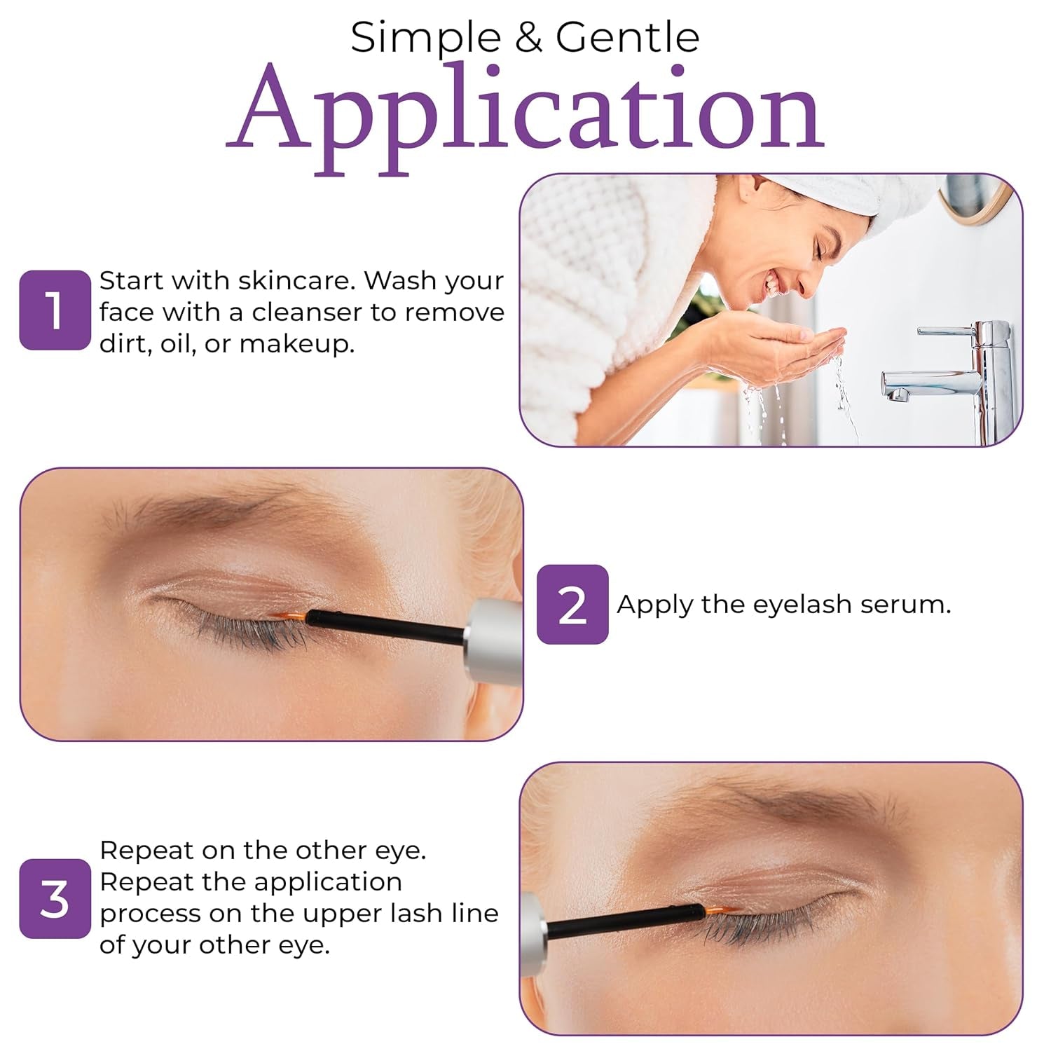 Lash Serum for Eyelash Growth - 100% Herbal Serum to Grow Lashes, Waterproof Serum for Thicker, Fuller, and Longer Lashes 0.1 Fl. Oz.