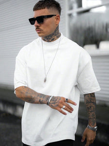 Men Solid Mock Neck Tee