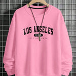 Manfinity Sporsity Men Letter Graphic Sweatshirt Going Out Crew Neck Letter Los Angeles Long Sleeve Casual Sweatshirt, for Friends, Husband, Boyfriend Gifts, Los Angeles Hoodie, Mens Sweatshirt, Mens Pullover Hoodie