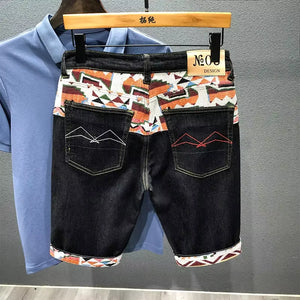 Men Denim Shorts Jeans Stretch Holes Casual Denim Jeans Shorts New Summer Man Thin Elastic Fit Jeans High Quality Cotton Shorts