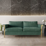Comtemporary Glam Velvet Upholstered Sofa, Carribean Green