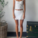 Sexy Backless Tie up Camis Y2K Vintage White Jacquard Hollow Out Crop Tops 2000S Retro Fairy Coquette Milkmaid Tops Tank Vest