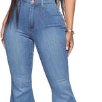 Women'S Flare Jeans Mid Rise Bell Bottom Denim Pants