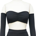 Women'S Sexy 2 Piece Outfits Clubwear off the Shoulder Crop Tops Long Loose Pant Set Long Sleeve Club Jumpsuits Black L