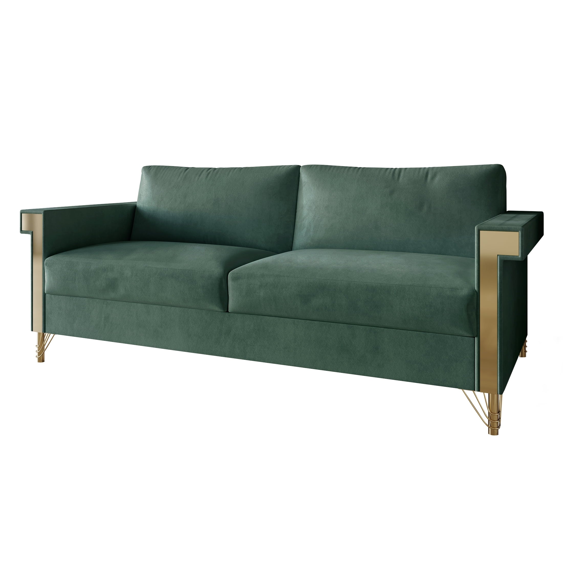 Comtemporary Glam Velvet Upholstered Sofa, Carribean Green