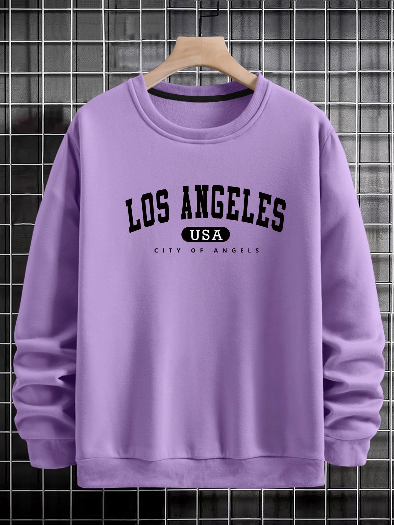 Manfinity Sporsity Men Letter Graphic Sweatshirt Going Out Crew Neck Letter Los Angeles Long Sleeve Casual Sweatshirt, for Friends, Husband, Boyfriend Gifts, Los Angeles Hoodie, Mens Sweatshirt, Mens Pullover Hoodie