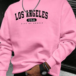 Manfinity Sporsity Men Letter Graphic Sweatshirt Going Out Crew Neck Letter Los Angeles Long Sleeve Casual Sweatshirt, for Friends, Husband, Boyfriend Gifts, Los Angeles Hoodie, Mens Sweatshirt, Mens Pullover Hoodie