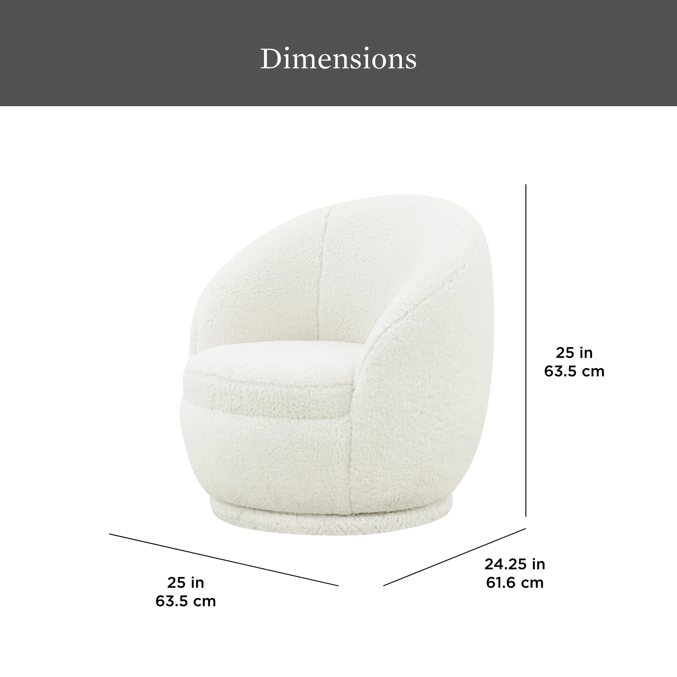 Mira Kids Swivel Chair, Cream Faux Shearling