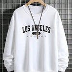 Manfinity Sporsity Men Letter Graphic Sweatshirt Going Out Crew Neck Letter Los Angeles Long Sleeve Casual Sweatshirt, for Friends, Husband, Boyfriend Gifts, Los Angeles Hoodie, Mens Sweatshirt, Mens Pullover Hoodie