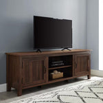 70 In. Coastal Dark Walnut Composite TV Stand with Storage Doors (Max TV Size 80 In.)