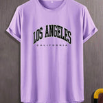 Manfinity Sporsity Men T-Shirts Fit Crew Neck Short Sleeve Graphic Tee Los Angeles Casual Summer Polyester