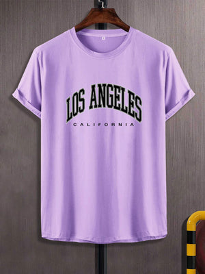 Manfinity Sporsity Men T-Shirts Fit Crew Neck Short Sleeve Graphic Tee Los Angeles Casual Summer Polyester