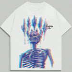 ROMWE MEN Grunge Punk Men Skeleton & Slogan Graphic Tee for Halloween, School