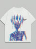 ROMWE MEN Grunge Punk Men Skeleton & Slogan Graphic Tee for Halloween, School