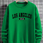 Manfinity Sporsity Men Letter Graphic Sweatshirt Going Out Crew Neck Letter Los Angeles Long Sleeve Casual Sweatshirt, for Friends, Husband, Boyfriend Gifts, Los Angeles Hoodie, Mens Sweatshirt, Mens Pullover Hoodie