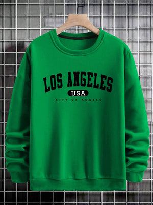 Manfinity Sporsity Men Letter Graphic Sweatshirt Going Out Crew Neck Letter Los Angeles Long Sleeve Casual Sweatshirt, for Friends, Husband, Boyfriend Gifts, Los Angeles Hoodie, Mens Sweatshirt, Mens Pullover Hoodie