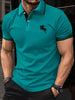 Manfinity Homme Men Horse Print Striped Trim Polo Shirt