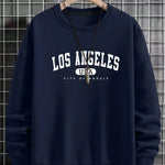 Manfinity Sporsity Men Letter Graphic Sweatshirt Going Out Crew Neck Letter Los Angeles Long Sleeve Casual Sweatshirt, for Friends, Husband, Boyfriend Gifts, Los Angeles Hoodie, Mens Sweatshirt, Mens Pullover Hoodie