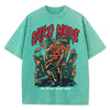 American Vintage T-Shirt Men Fashion Street Clothing Washed Old Cotton Streetwear Skeleton Singer Graphic Tshirts Fashion Tshirt