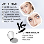 LED Makeup Mirror with Light 5X Magnifying Mini Compact Small Pocket Portable Travel Pink Black Foldable Cosmetic Vanity Mirrors