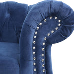 Velvet Chesterfield Sofa, 84'' Modern Tufted 3 Seater Couch with Scroll Arms and Wood Legs for Living Room Bedroom (Blue), Blue Velvet, 84 in Chesterfield Sofa