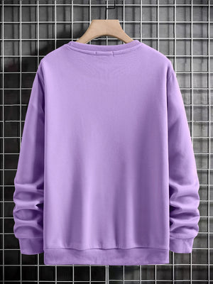 Manfinity Sporsity Men Letter Graphic Sweatshirt Going Out Crew Neck Letter Los Angeles Long Sleeve Casual Sweatshirt, for Friends, Husband, Boyfriend Gifts, Los Angeles Hoodie, Mens Sweatshirt, Mens Pullover Hoodie