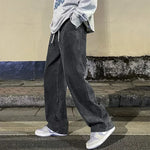 2024 New Streetwear Loose Jeans Men Korean Style Fashion Loose Straight Wide Leg Pants Men'S Brand Clothing Black Light Blue