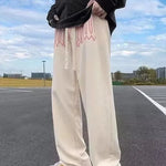 American Style Letter Print Straight Pants for Men High Street Loose Trousers Casual Joggers Hip Hop Drawstring Sweatpants