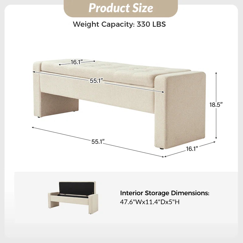 Anthonique 55.1'' W Modern Tufted Upholstered Storage Bench