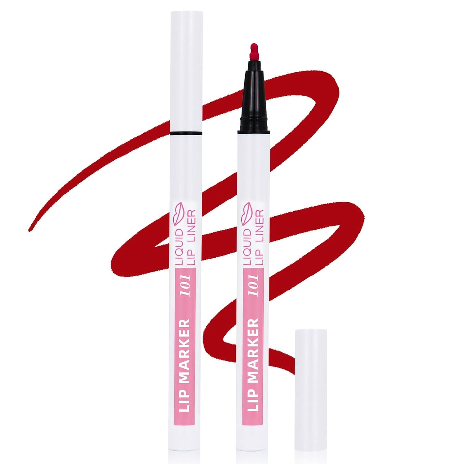 Lip Stain Marker, Matte Natural Red Liquid Lip Liner Lip Tint Pen, Silky Smooth Hydrating Lipstick Lip Marker, Long Lasting Quick Drying Smudge Proof Water Based Lip Color Makeup101#