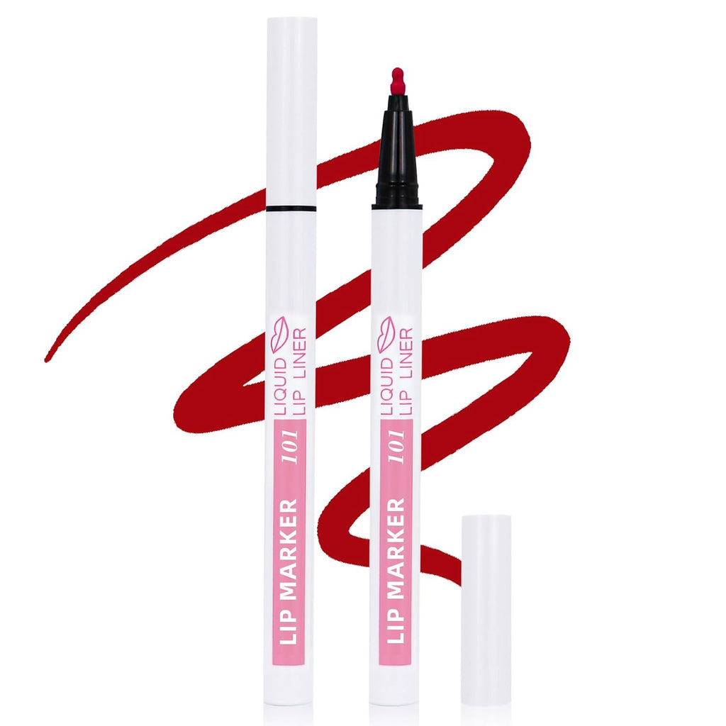 Lip Stain Marker, Matte Natural Red Liquid Lip Liner Lip Tint Pen, Silky Smooth Hydrating Lipstick Lip Marker, Long Lasting Quick Drying Smudge Proof Water Based Lip Color Makeup101#