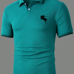 Manfinity Homme Men Horse Print Striped Trim Polo Shirt