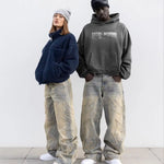 Y2K Street Retro Raw Edge Embroidery Baggy Jeans Men Women Fashion Hip Hop Patchwork High Waisted Denim Pants Ripped Jeans 2024